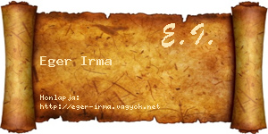 Eger Irma névjegykártya